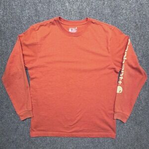 Carhartt Mens Orange Long Sleeve T Shirt Loose Fit Graphic Print Size M